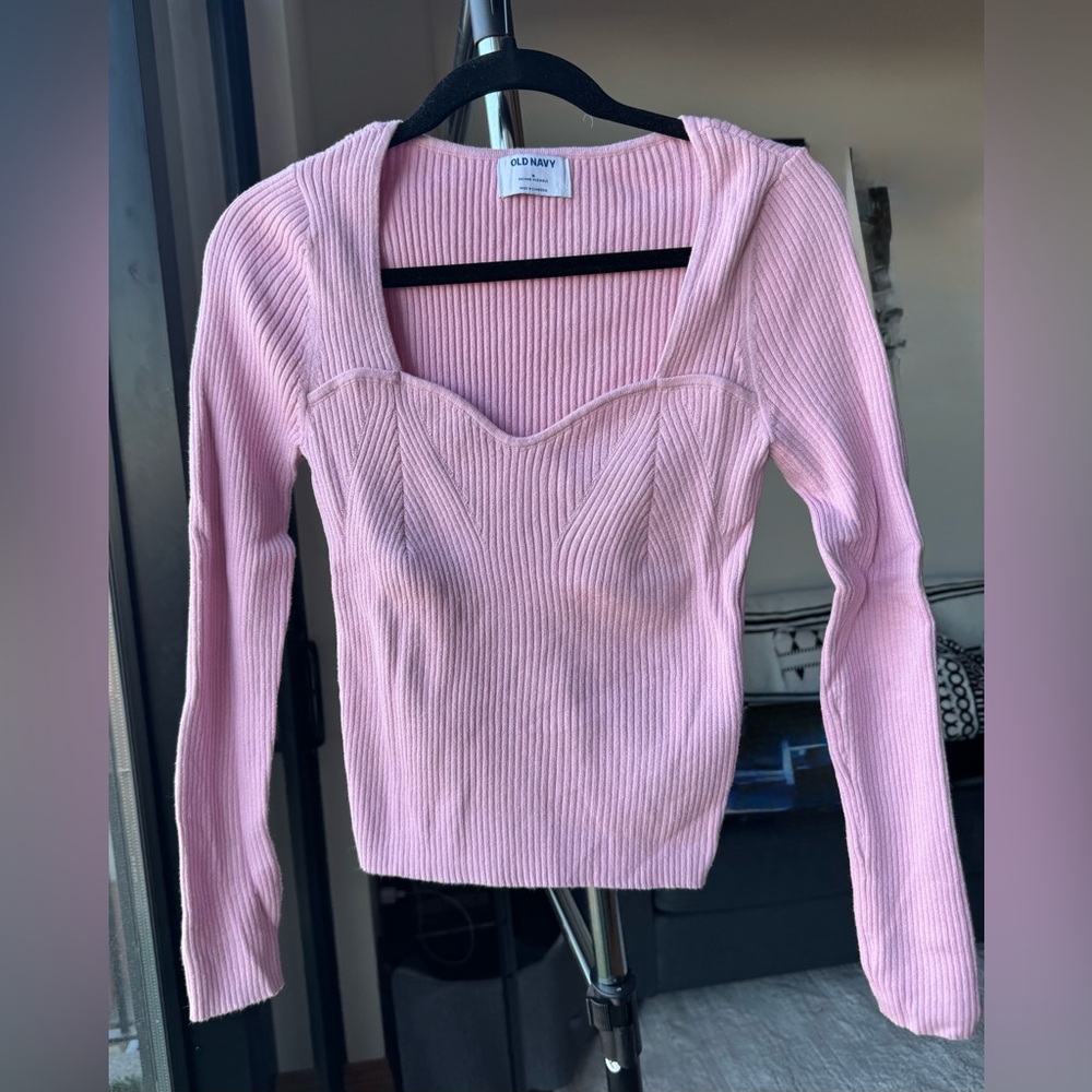Old Navy Light Pink Ribbed Long Sleeve Top